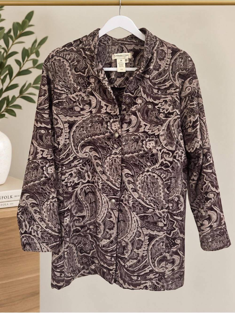 Coldwater Creek Velvet Paisley Blazer in Deep Burgundy